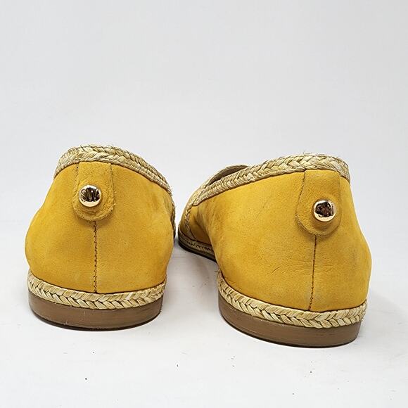 Stuart Weitzman Flats Women 9M Tipadrille Espadrilles Yellow Nubuck Gold Toe - Picture 5 of 9